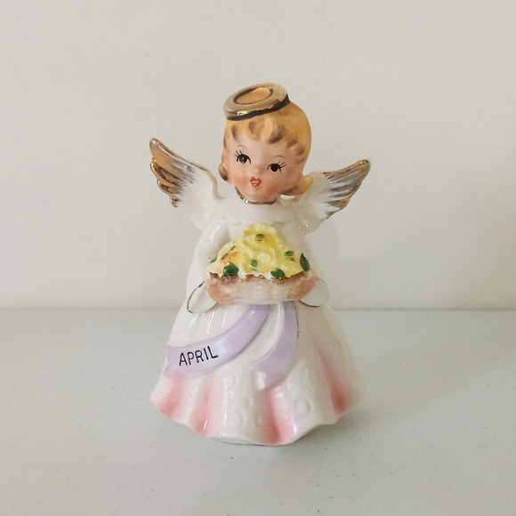 Vintage Nippon Yoko Boeki Japan April Birthday Angel Porcelain Figurine - Picture 1 of 9